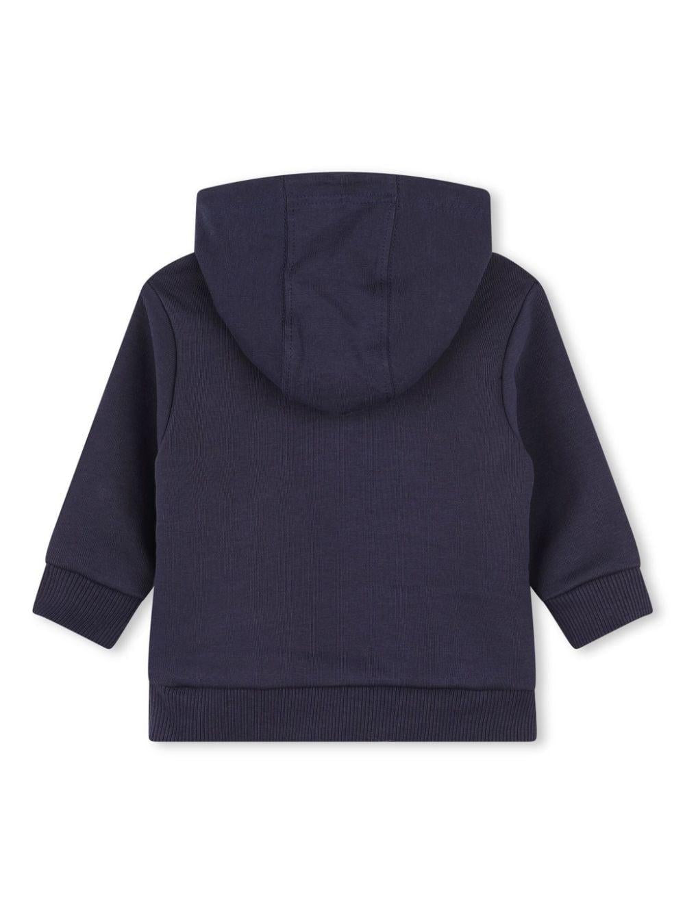 Felpa per neonati Givenchy Kids blu con cappuccio e tasca a marsupio - Rubino Kids