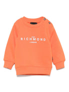 Felpa per neonati John Richmond Junior arancione con bottoni sulla spalla - Rubino Kids