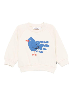 Molo white baby sweatshirt with bird print