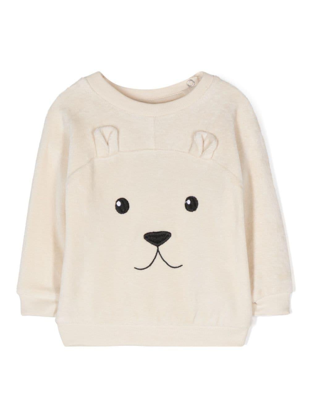 Felpa per neonati Molo Deary beige con applicazione con orecchie da animale - Rubino Kids