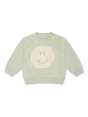 Molo Disc green baby sweatshirt with terry embroidery on the front