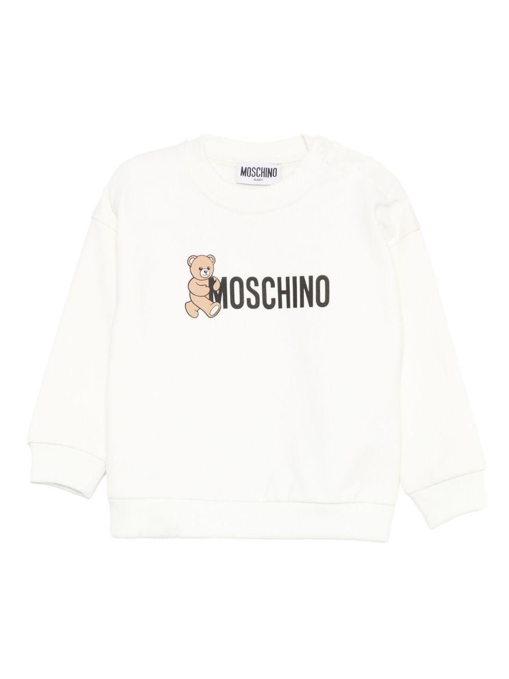 Felpa per neonati Moschino Kids bianca con caratteristico motivo Teddy - Rubino Kids