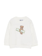 Felpa per neonati Moschino Kids bianca con stampa orsetto sul davanti - Rubino Kids