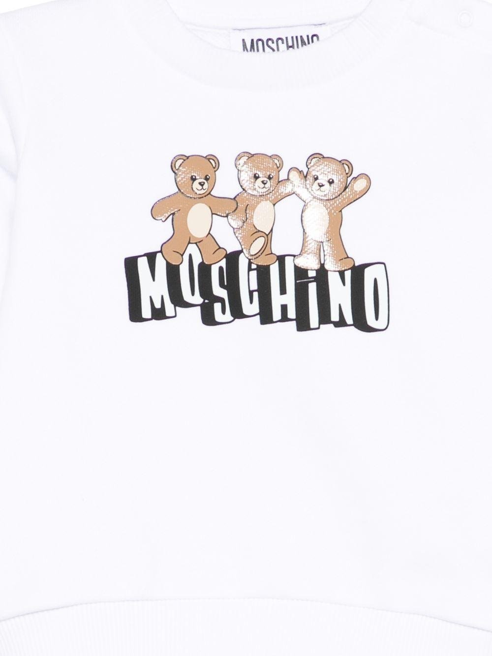 Felpa per neonati Moschino Kids bianca con stampa Teddy Bear sul davanti - Rubino Kids