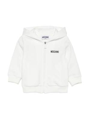 Felpa per neonati Moschino Kids bianco con chiusura con zip