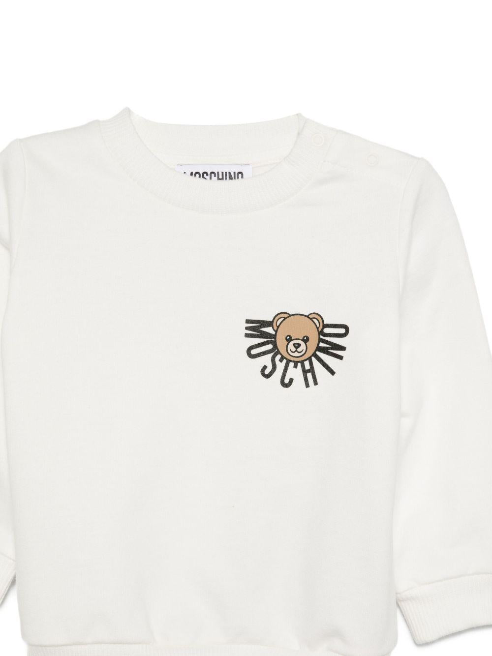 Felpa per neonati Moschino Kids bianco con logo Teddy Bear - Rubino Kids