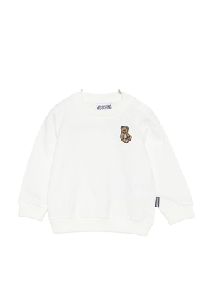 Felpa per neonati Moschino Kids bianco con logo Teddy Bear
