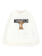 Felpa per neonati Moschino Kids bianco con logo Teddy Bear - Rubino Kids