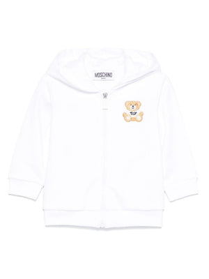 Felpa per neonati Moschino Kids bianco con motivo Teddy Bear con cappuccio