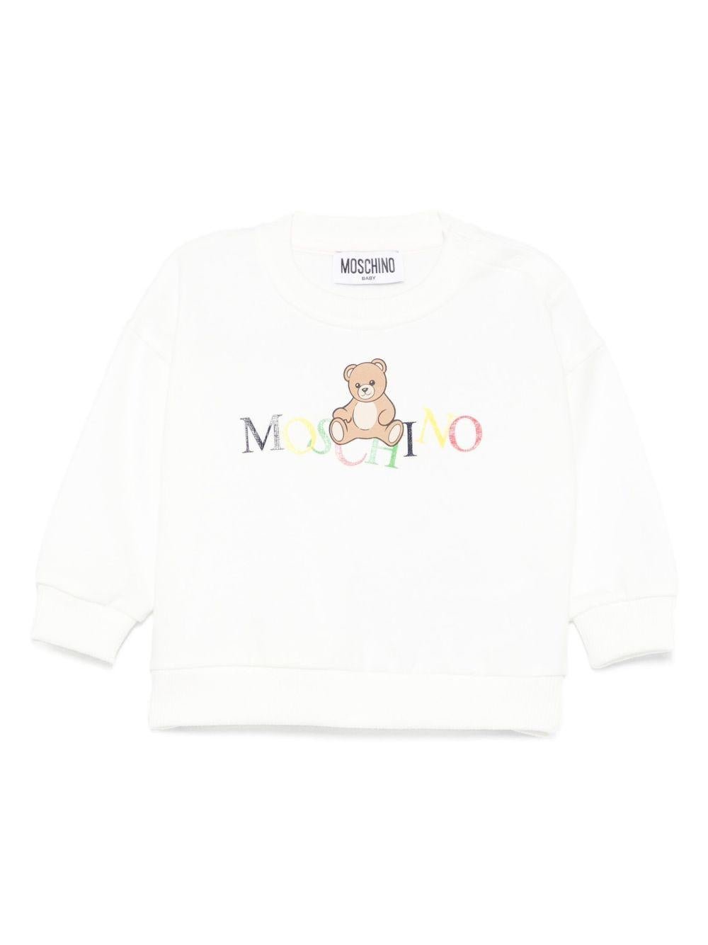 Felpa per neonati Moschino Kids bianco con stampa logo - Rubino Kids