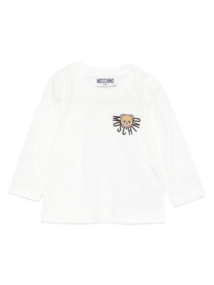 Felpa per neonati Moschino Kids bianco con stampa Teddy