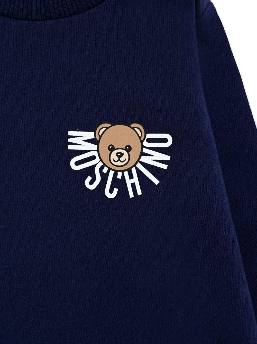 Felpa per neonati Moschino Kids blu con logo Teddy Bear - Rubino Kids
