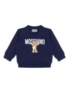 Felpa per neonati Moschino Kids blu con stampa Teddy Bear - Rubino Kids