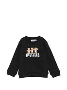 Felpa per neonati Moschino Kids nera con stampa tre Teddy Bear - Rubino Kids