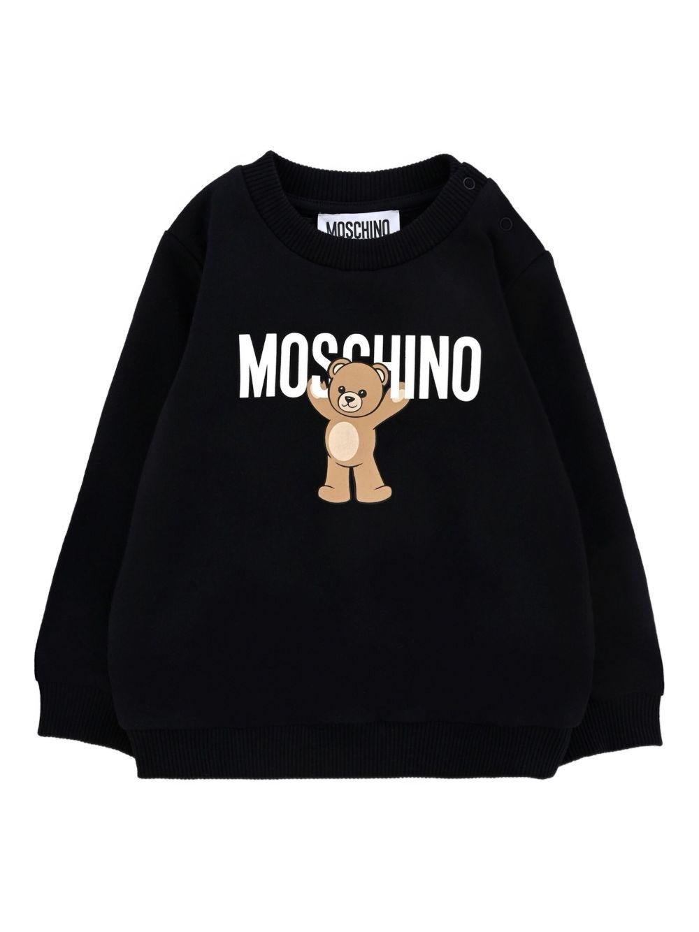 Felpa per neonati Moschino Kids nero con logo Teddy Bear - Rubino Kids