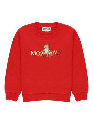 Moschino Kids red baby sweatshirt with teddy motif