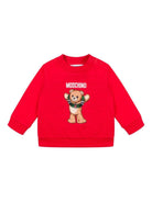 Felpa per neonati Moschino Kids rossa con stampa Teddy Bear - Rubino Kids