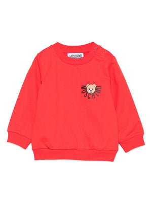 Felpa per neonati Moschino Kids rosso con logo Teddy Bear