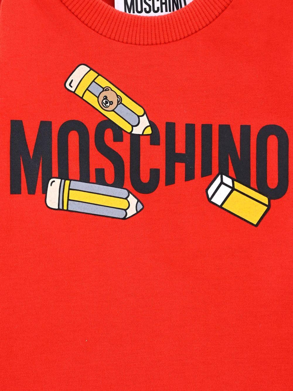 Felpa per neonati Moschino Kids rosso con stampa a matita - Rubino Kids