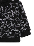 Felpa per neonato Balmain Kids nera con stampa logo - Rubino Kids