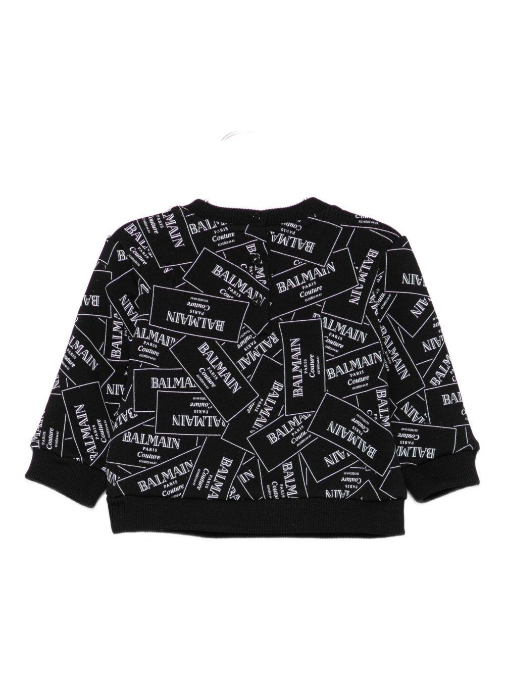 Felpa per neonato Balmain Kids nera con stampa logo - Rubino Kids
