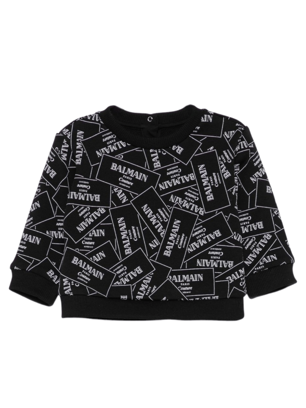 Felpa per neonato Balmain Kids nera con stampa logo - Rubino Kids