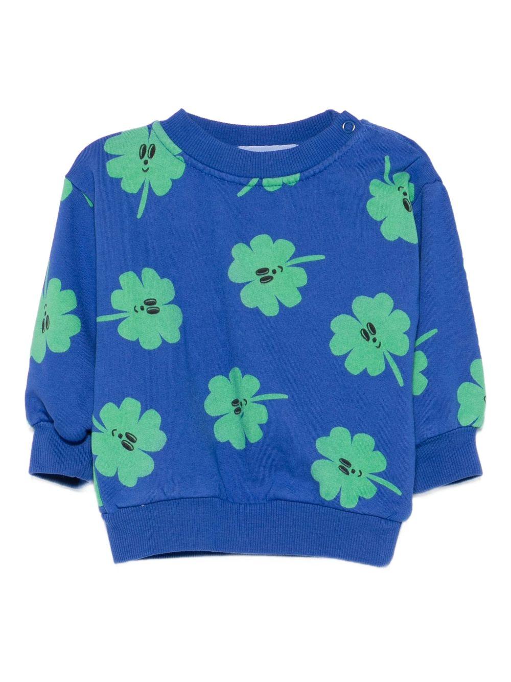 Felpa per neonato Bobo Choses blu con stampa trifoglio - Rubino Kids