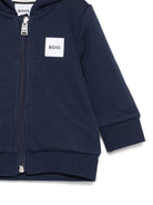 Felpa per neonato Boss Kids blu scuro con zip e cappuccio - Rubino Kids