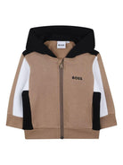 Felpa per neonato BOSS Kids marrone con design color - block - Rubino Kids