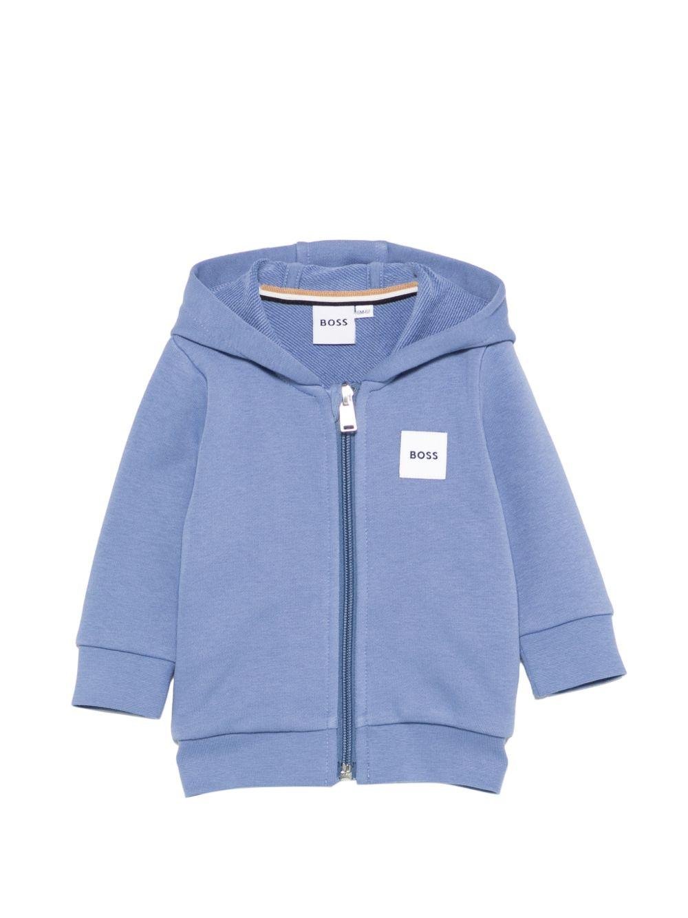 Felpa per neonato Boss Kidswear azzurra con toppa con logo - Rubino Kids