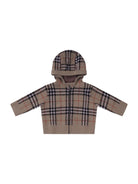 Felpa per neonato Burberry Kids beige con caratteristico motivo Vintage Check - Rubino Kids