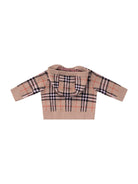 Felpa per neonato Burberry Kids beige con caratteristico motivo Vintage Check - Rubino Kids