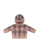 Felpa per neonato Burberry Kids beige con caratteristico motivo Vintage Check - Rubino Kids