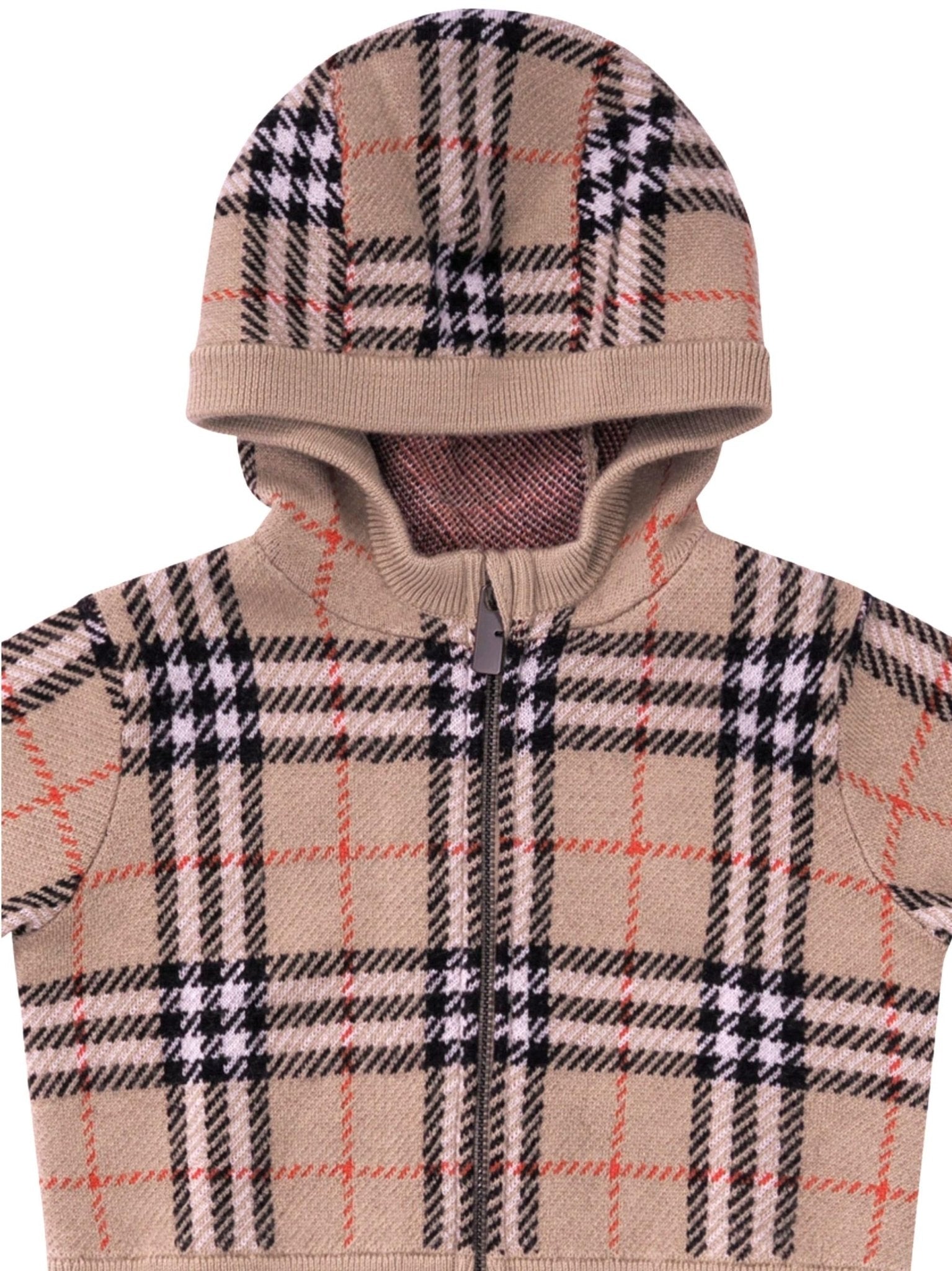 Felpa per neonato Burberry Kids beige con caratteristico motivo Vintage Check - Rubino Kids