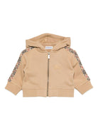 Felpa per neonato Burberry Kids beige con scollo con cappuccio - Rubino Kids