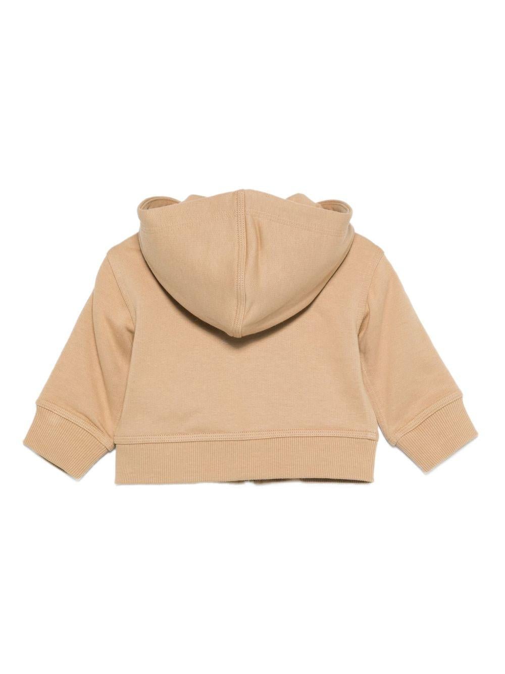 Felpa per neonato Burberry Kids beige con scollo con cappuccio - Rubino Kids