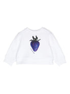 Felpa per neonato Burberry Kids bianco con stampa fragola - Rubino Kids