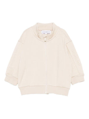 Felpa per neonato Emporio Armani Kids beige con orlo a coste