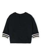 Felpa per neonato Emporio Armani Kids blu con logo - toppa e bordo a righe - Rubino Kids