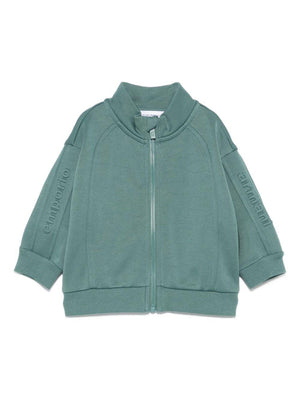 Felpa per neonato Emporio Armani Kids verde con logo in rilievo