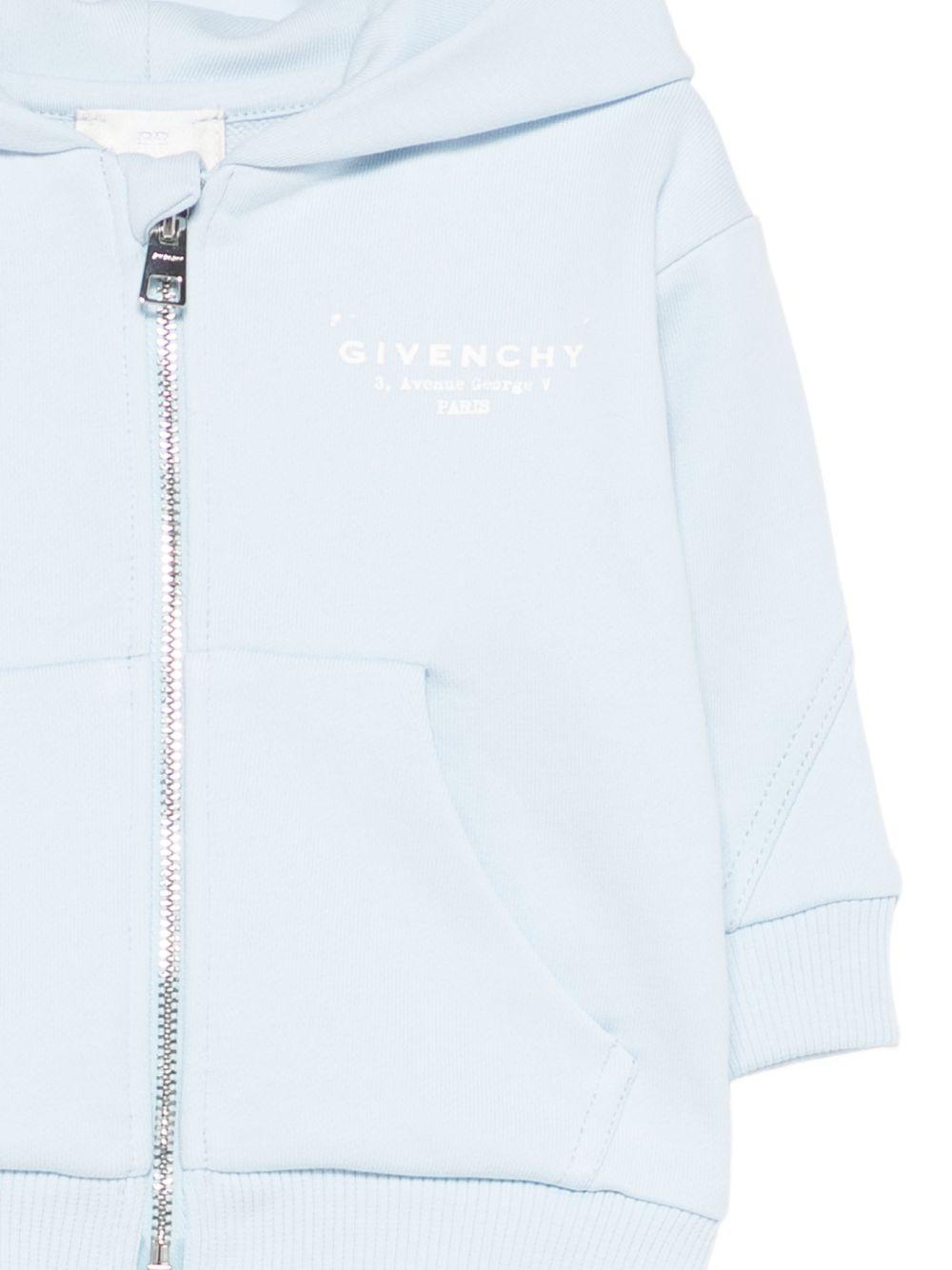 Felpa per neonato Givenchy Kids azzurra con logo sul davanti - Rubino Kids