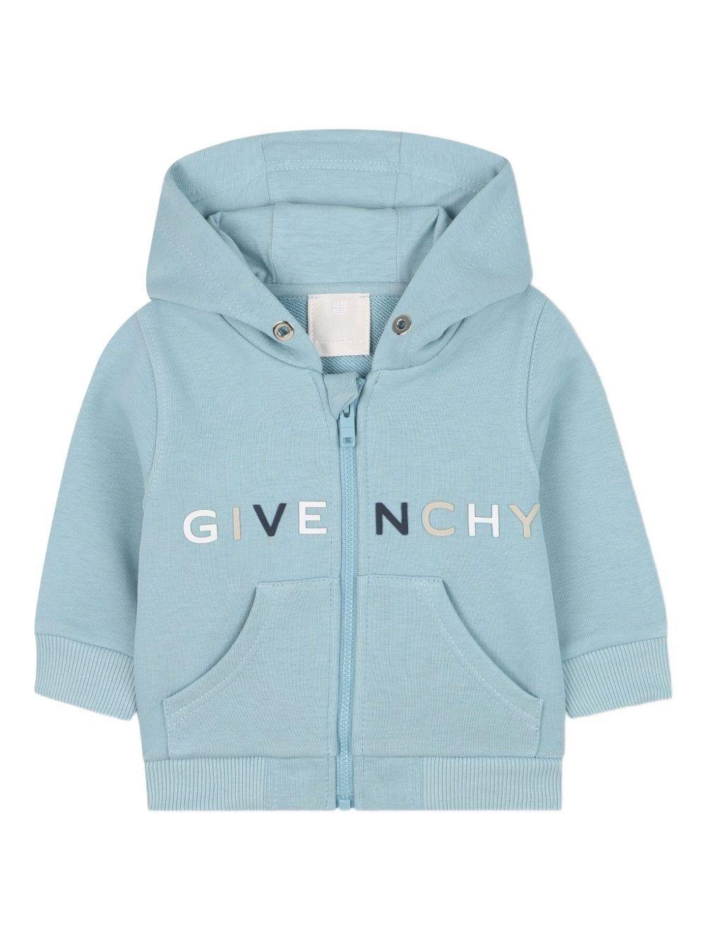 Felpa per neonato Givenchy Kids azzurra con tasche frontali - Rubino Kids