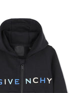 Felpa per neonato Givenchy Kids nera con scollo con cappuccio - Rubino Kids
