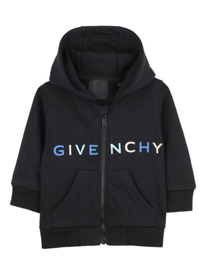 Felpa per neonato Givenchy Kids nera con scollo con cappuccio