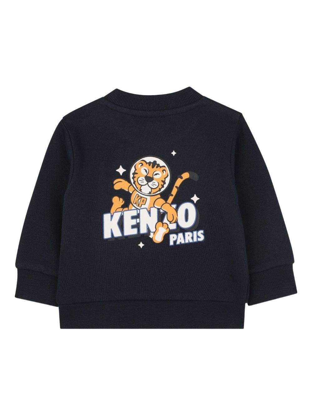 Felpa per neonato Kenzo Kids blu con stampa Tiger sul retro - Rubino Kids