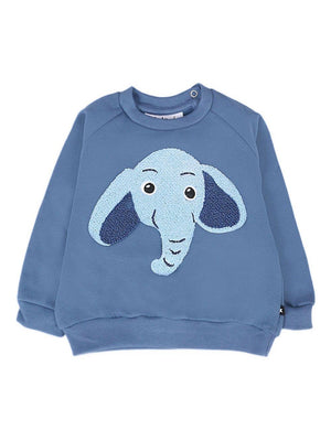 Felpa per neonato Molo blu con applicazione elefantino