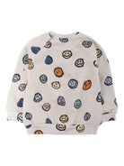 Felpa per neonato Molo grigia con stampa smiley all - over - Rubino Kids