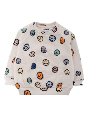 Molo baby sweatshirt in grey with all-over smiley print