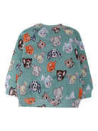 Felpa per neonato Molo verde Disc con stampa grafica all - over e maniche lunghe raglan - Rubino Kids