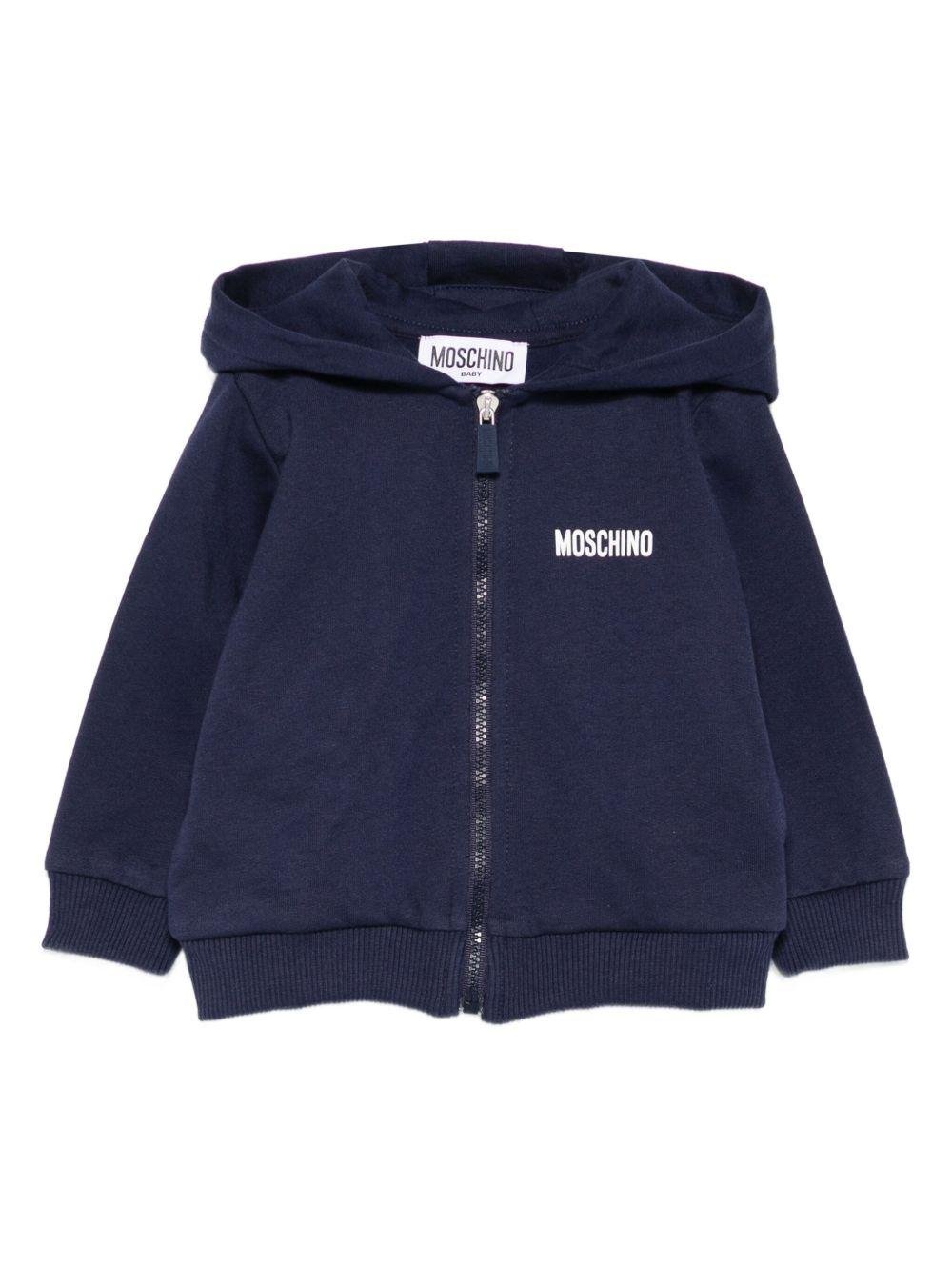 Felpa per neonato Moschino Kids blu con chiusura con zip - Rubino Kids